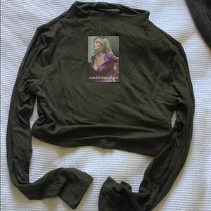 Dark green long sleeve crop top